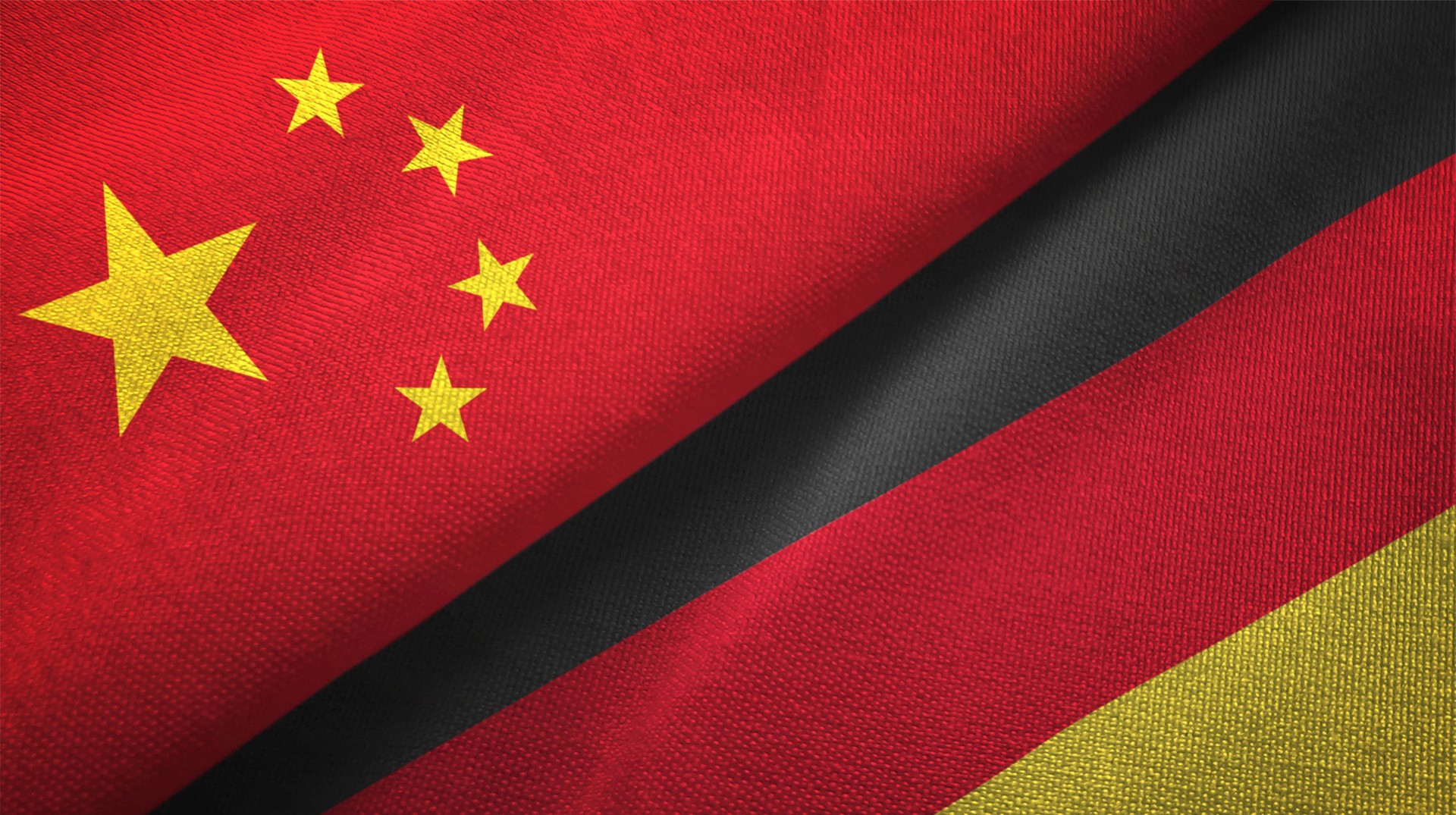 Germany and China two flags together realations textile cloth fabric texture
